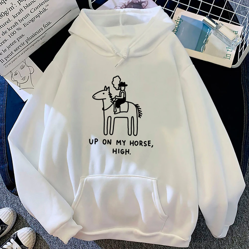 Sudadera con capucha de caballo para mujer, ropa de calle gótica harajuku, y2k, Invierno