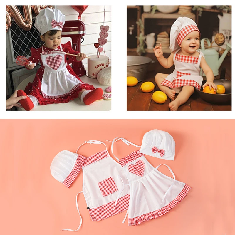 

Baby Photography Cosplay Costumes Cook Clothing Apron Kids Play House Costume Photo Shoot Clothes Performance Chef Hat Boy Girl