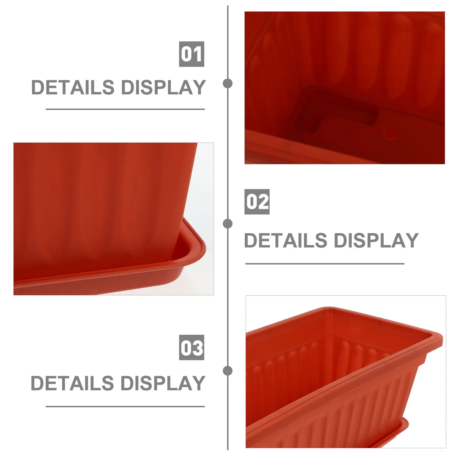 

2Pcs Thickened Planting Pots Rectangular Flowerpot Air Permeability Durable Plastic Garden Plants Pot