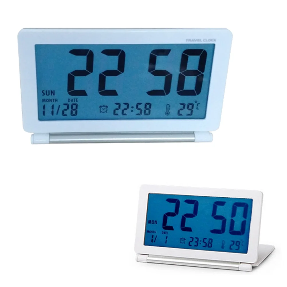 

Electronic Table Clock Digital Alarm Lcd Silent Folding for Travel Liquid Crystal