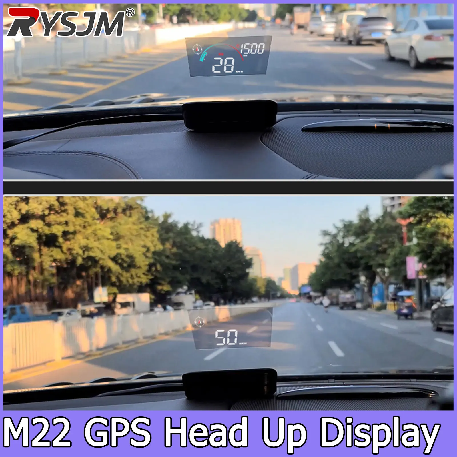 Proyector de Parabrisas M22, Velocímetro GPS, Pantalla de Proyección Frontal HUD, Odómetro Digital con Brújula, Computadora de Abordo Automática, Km/h MPH