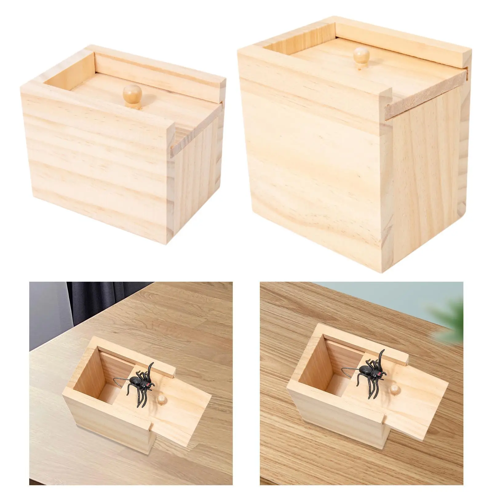 Spider Prank Box Fool Practical Joke Box Spider Scare Box Tricky Case for Halloween Adults Friend Fool's Stage Props
