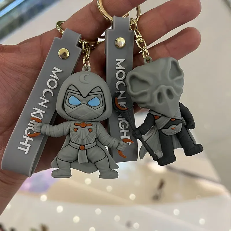 Creative Marvel Moon Knight Keychain for Women Men Kids Fans Movie Figure Keyring Keys Holder Accessories