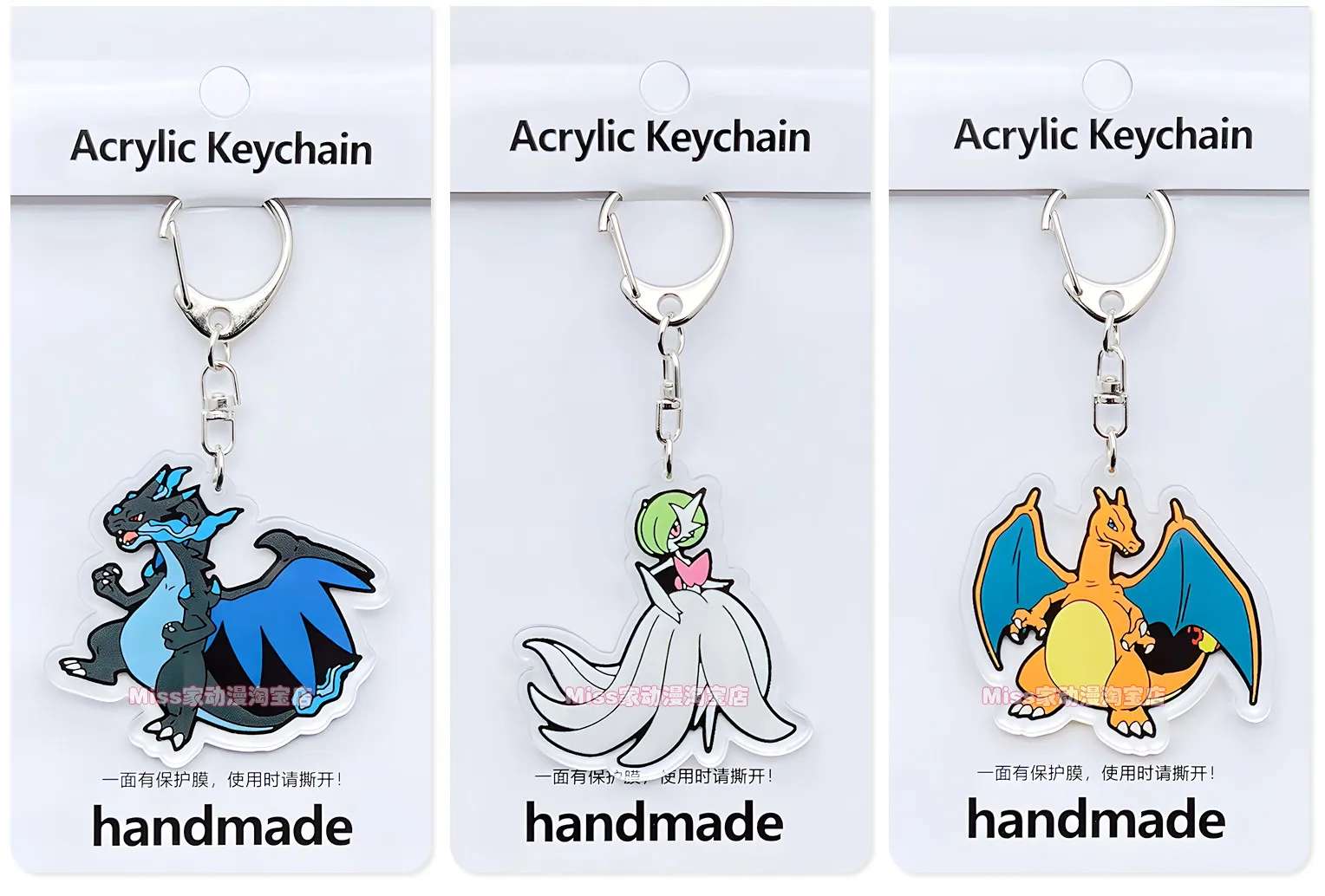 Chaveiro de Acrílico Reciclado para Mega Charizard X Mega Gardevoir, Chaveiro de Casal Charizard, Pingente Fofo, Decoração de Desenho Animado, Presente