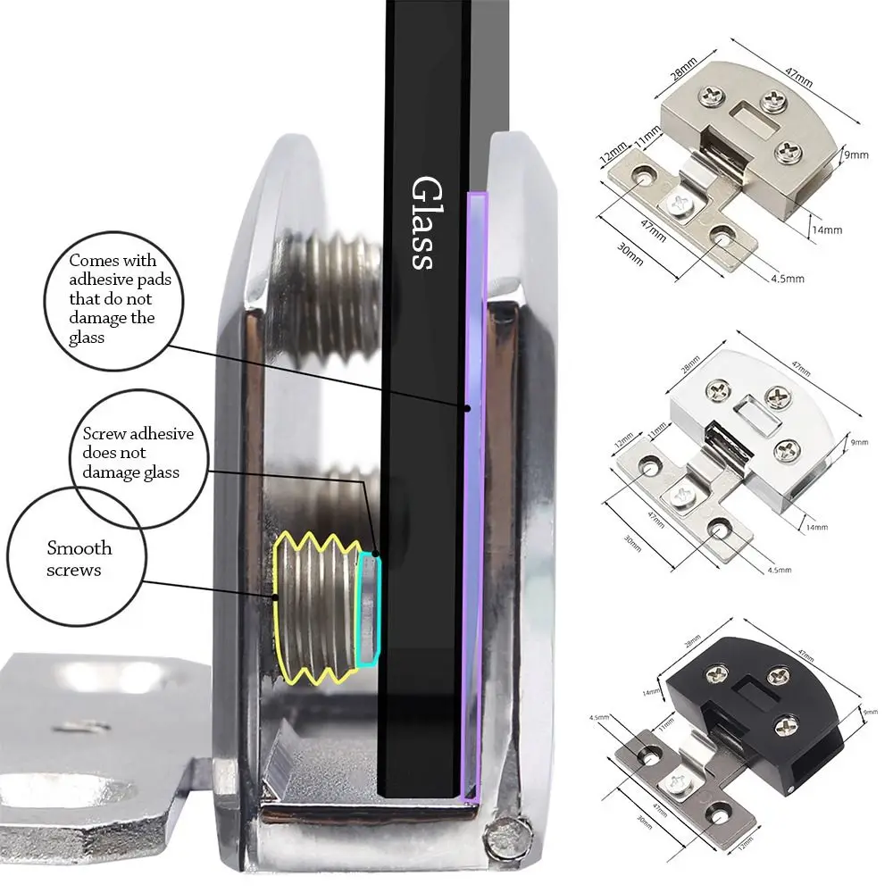 

Useful Metal Glass Clip Hinge Furniture Accessories Hinge Protector Glass Door Clamp Multifunctional Hardware Frameless Brackets