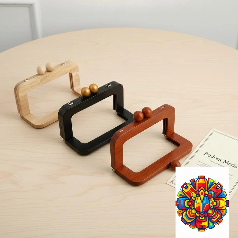Wooden Handle and Beads Perfect for Mini DIY Bags with Stylish Kiss Clasp Frame Closure