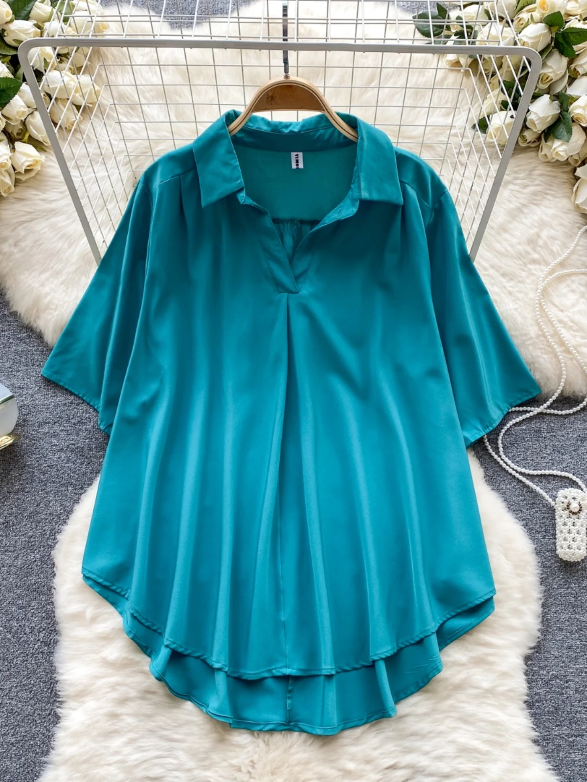 Ele Bubble Sve irt Colletto rovesciato vestibilità ampia da donna Design dimagrante Top autunnale Coreano Sle Casual Traspirante Poly...
