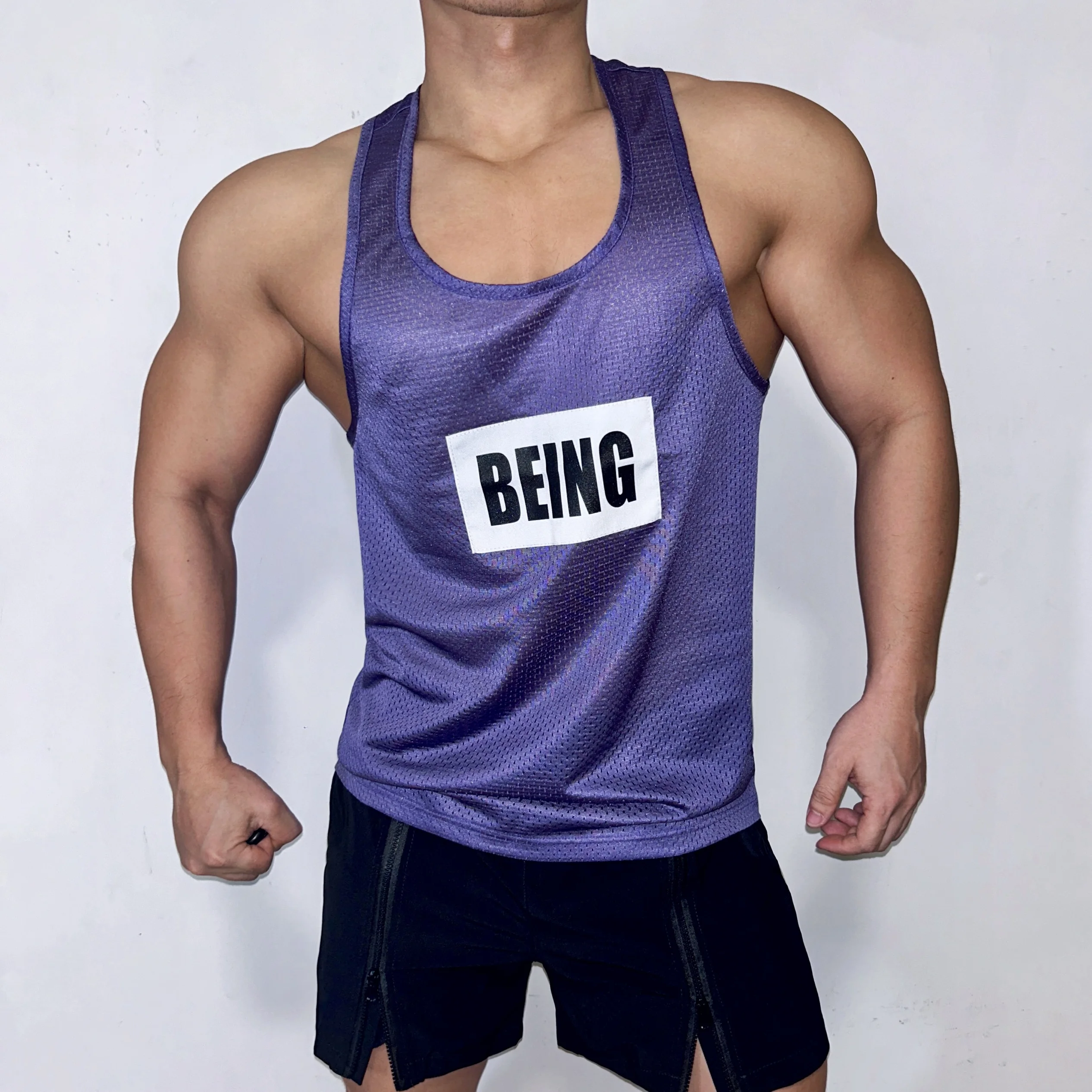 

New Summer Quick Drying Breathable Vest Candy Color Thin Shoulder Straps Digging Back Sleeveless Sports Fitness Muscular Men