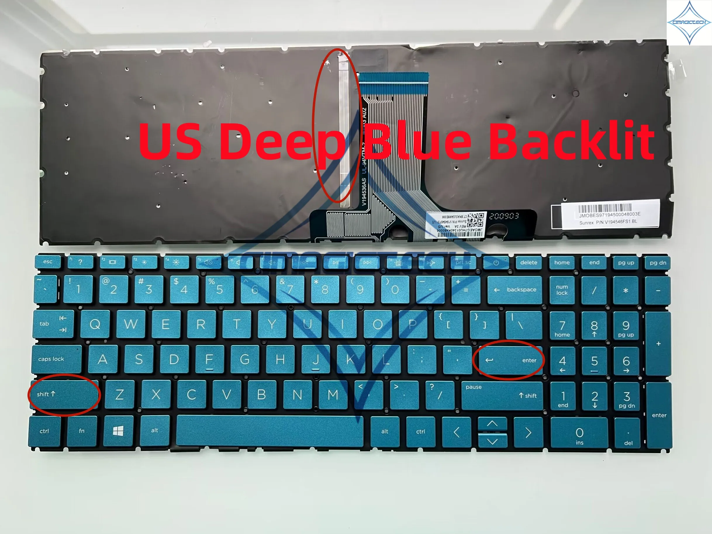 New US English Russian Blue Backlit For HP Pavilion 15-EH 15-EG 15
