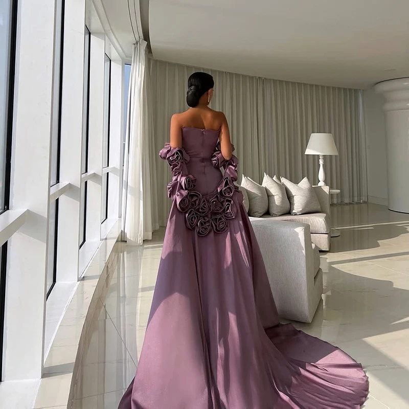 Thinyfull Sexy Mermaid Prom Evening Dresses Saudi Arabia Strapless 3D Flower Party Dress Women Cocktail Prom Gowns Customized image 3