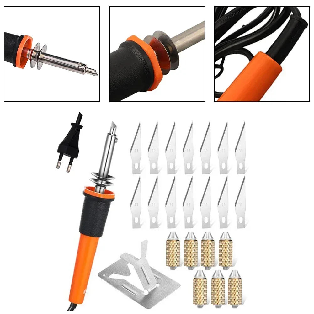 23pcs Portable Electric Heat Cutting Tool Kit Foam Wood Plastic Cloth Cutter Quick Preheating Cutting Power Tool