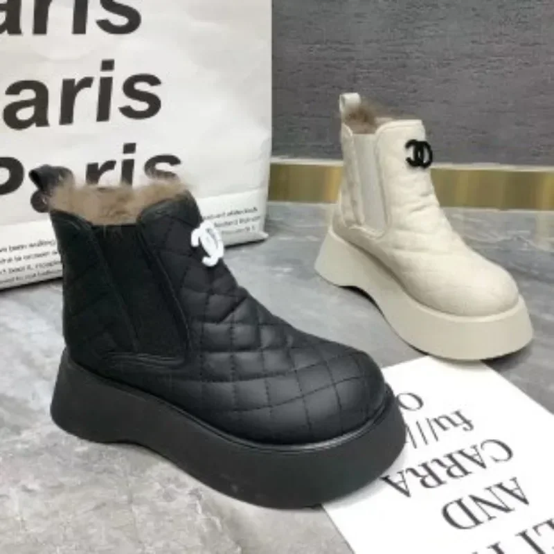 

New arrival winter Ladies Shoes Sleeve Women's Boots Winter Round Toe Plush Fleece for Warmth Solid Short Barrel Platform Boots