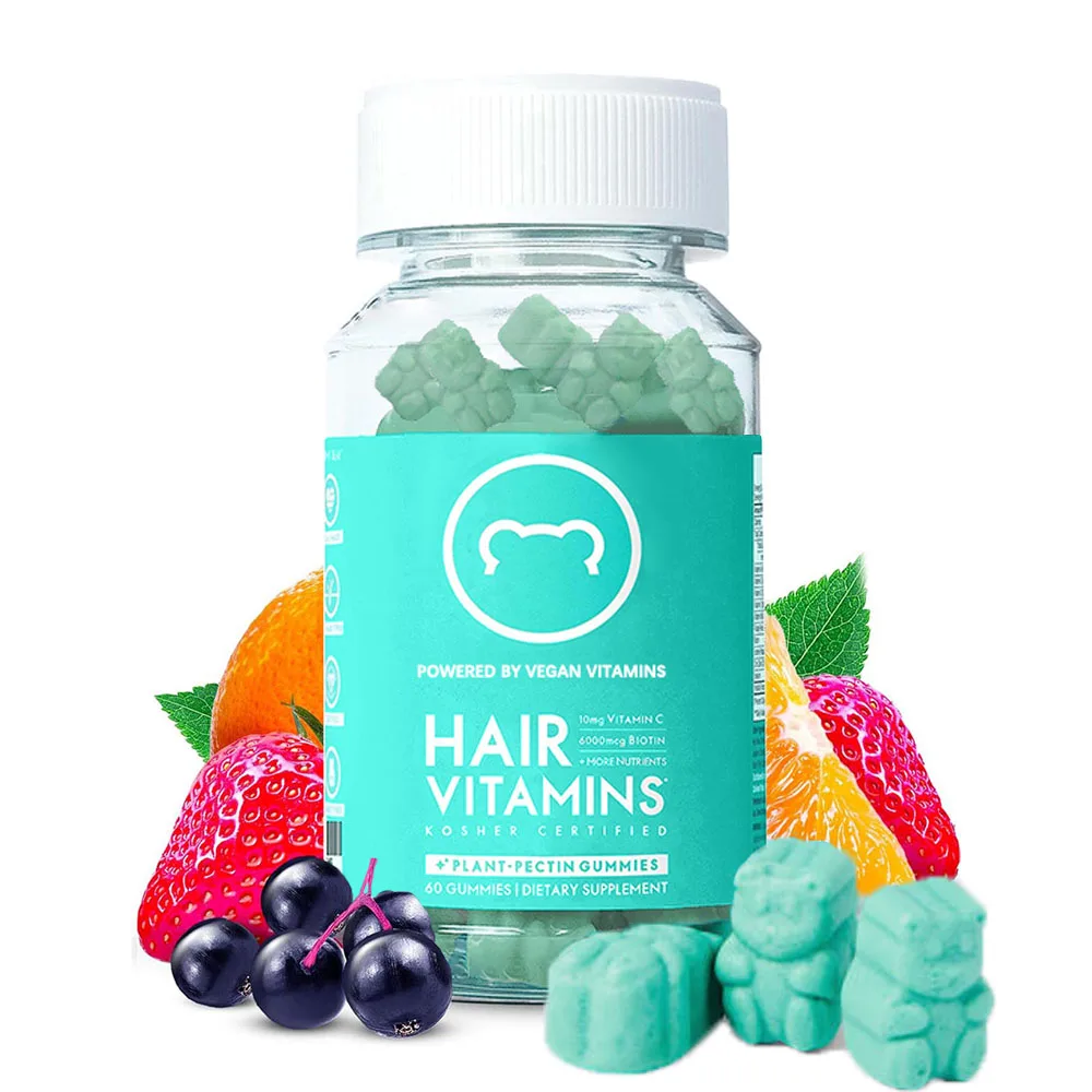 Hair Vitamin Gummy 1 Month Supply, Extra Strength Biotin 6000mcg for Hair Growth, Vegan Vitamin B12, MSM, Inositol, Omega 3
