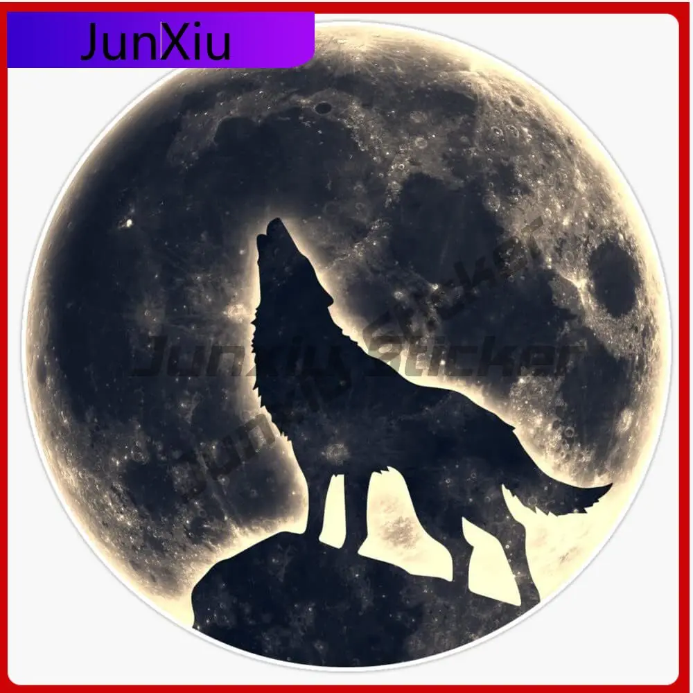 

Wolf, moon, fantasy, wild, Unique Car Laptop Window Bumper Waterproof Vinyl Decal Accessory Retro Retro Vintage Retro Vintage