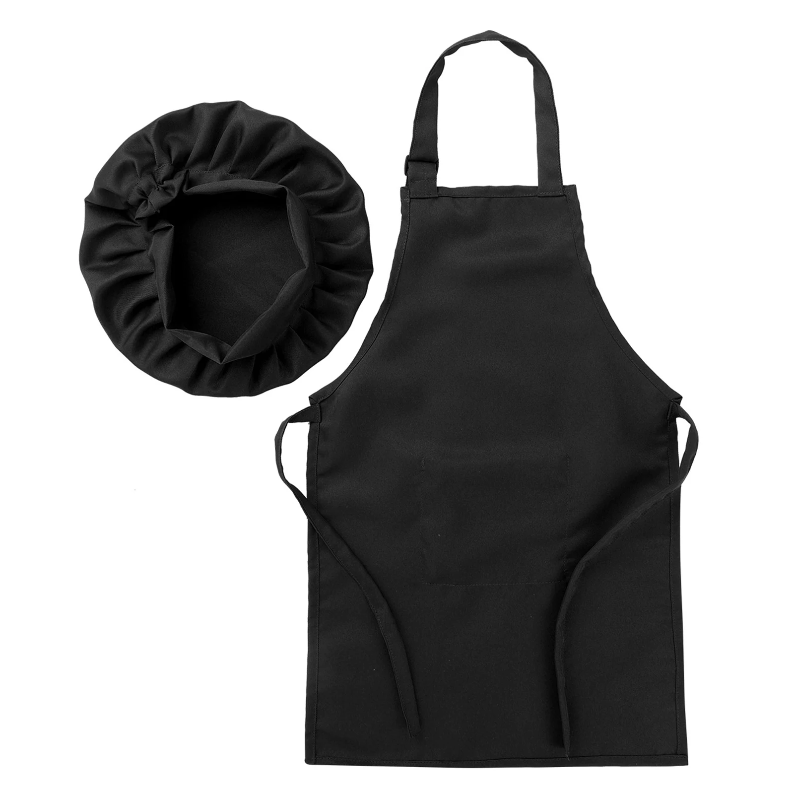 Mens Womens Chef Costume Set Unisex Adult Halter Lace-up Apron with Adjustable Cook Hat for Kitchen Restaurant Hotel Bakeshop