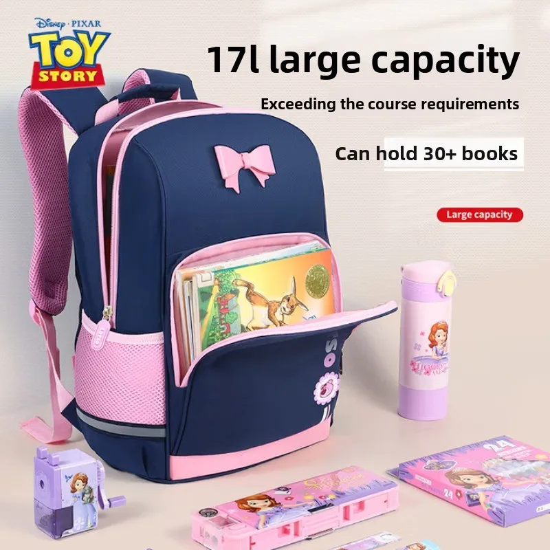 Mochila de Minnie de Disney, bolso de mano para niñas de grados 1, 3, 6, ligero, transpirable, en capas, gran capacidad, rosa, uso diario escolar