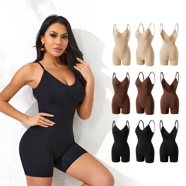 Nowe body modelujące damskie, top na ramiączkach, kontrola brzucha, modelująca całe ciało, zapobiegająca otarciom szorty, wyszczuplająca talia, podnosząca pośladki, bezszwowe.