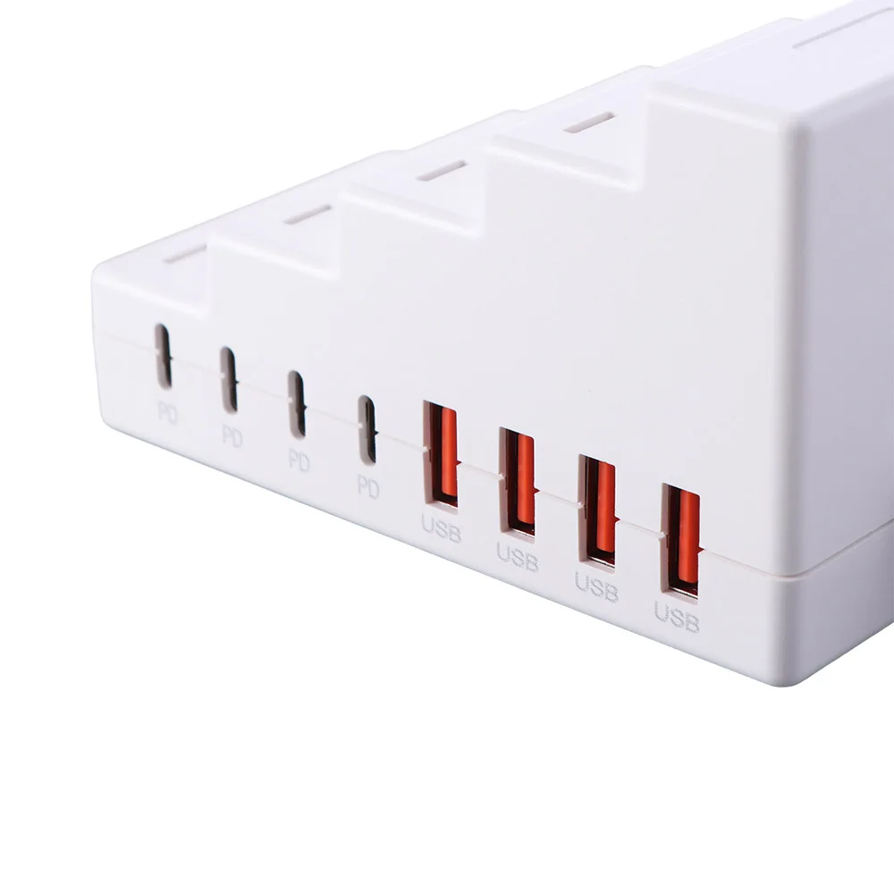 66W Power Socket Bracket Charger 4USB Ports 4Type C Ports Desktop Charging Power Strip PD Fast Charging 8Ports Socket