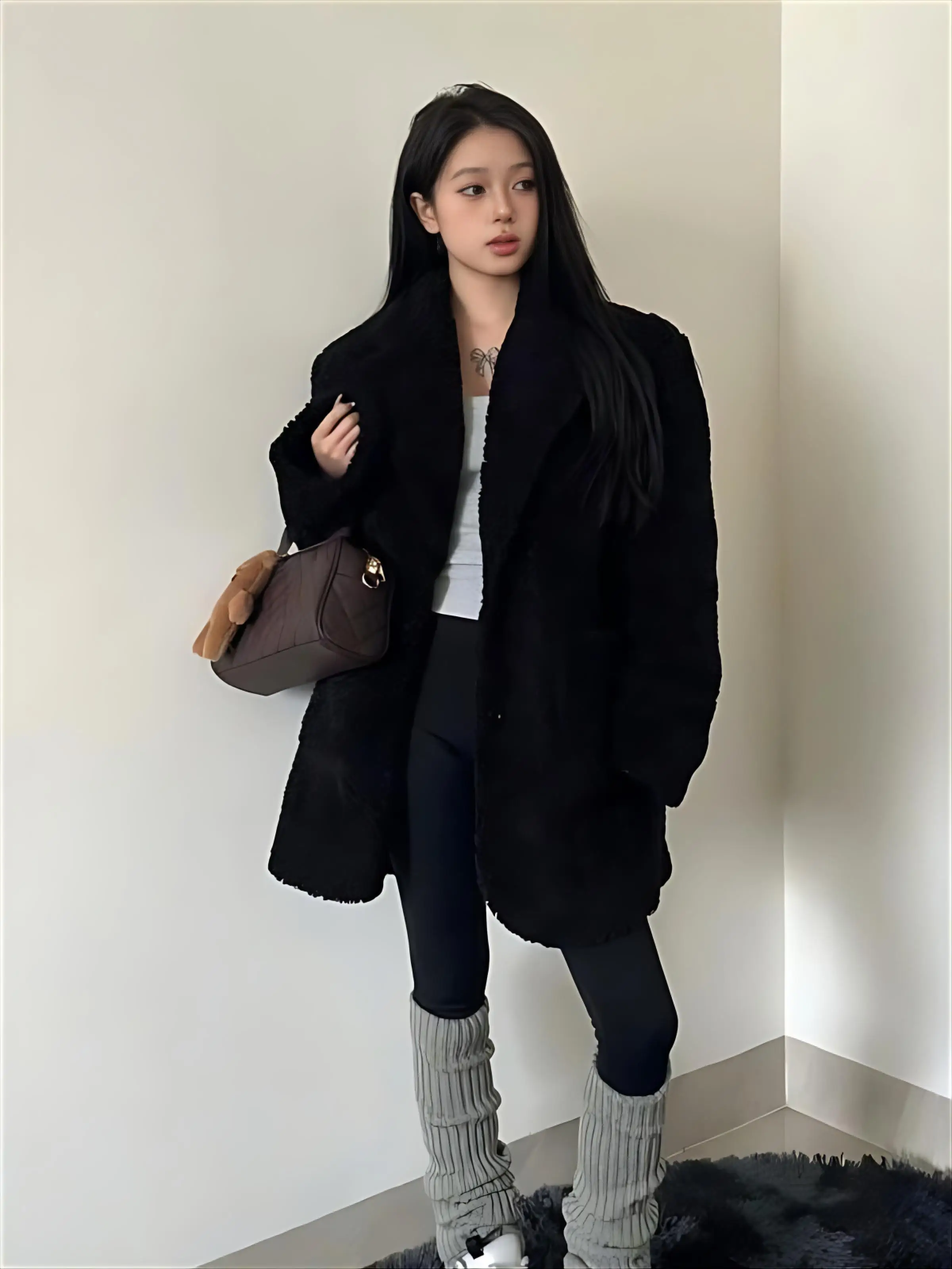 

Lamb Wool Jacket Navy Woman Synthetic Artificial Man-Made Chemical Processed Treated Modified Enhanced Altered Changed Neutral