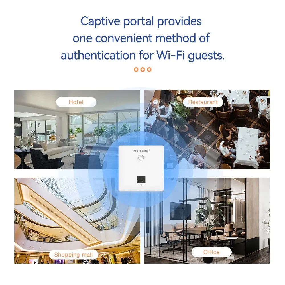 CAP05 Pix-Link 1200Mbps จุดเชื่อมต่อแบบ dual-band แผงไร้สาย POE WiFi AP สำหรับโรงแรมห้องพักอพาร์ทเมนต์ห้องประชุม