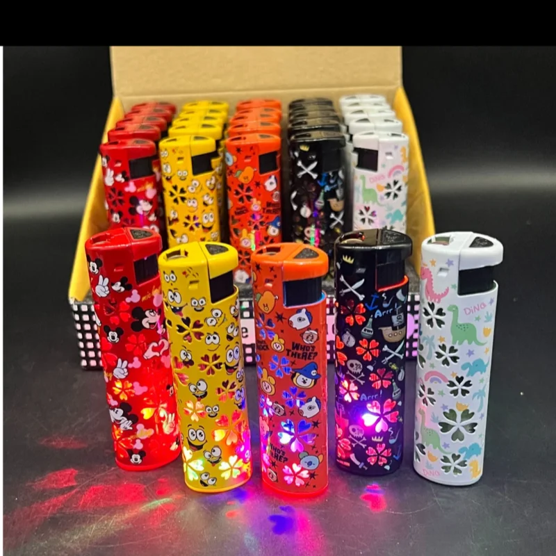 New Windproof Cute Pattern Colorful Light Inflatable Lighter Metal Jet Blue Flame Outdoor Portable Lighter Smoking Gift - Image 4