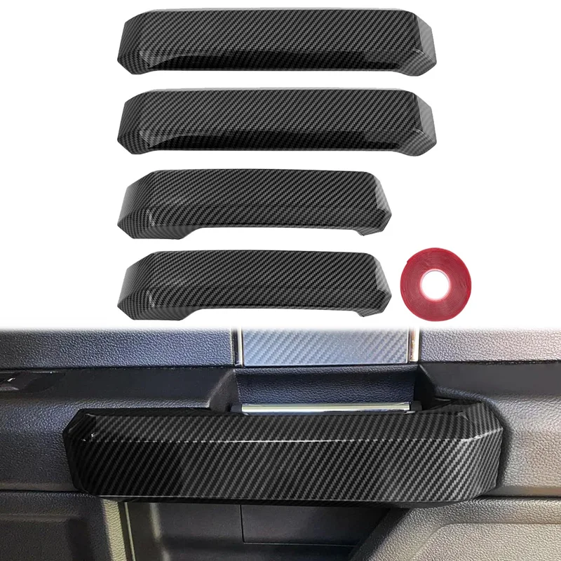 4Pcs Inner Door Handles Cover Trim Carbon Fiber Style For Ford F150 2015 2016-2020 Super Cab / Extended Cab Interior Accessories