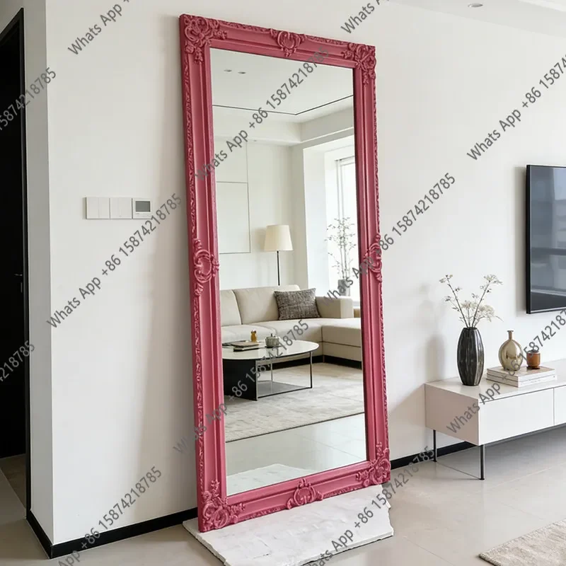 X5 Dress Mirror Clothing Store Fitting Art Floor Mirror Retro Wood Carving Full Body Designer