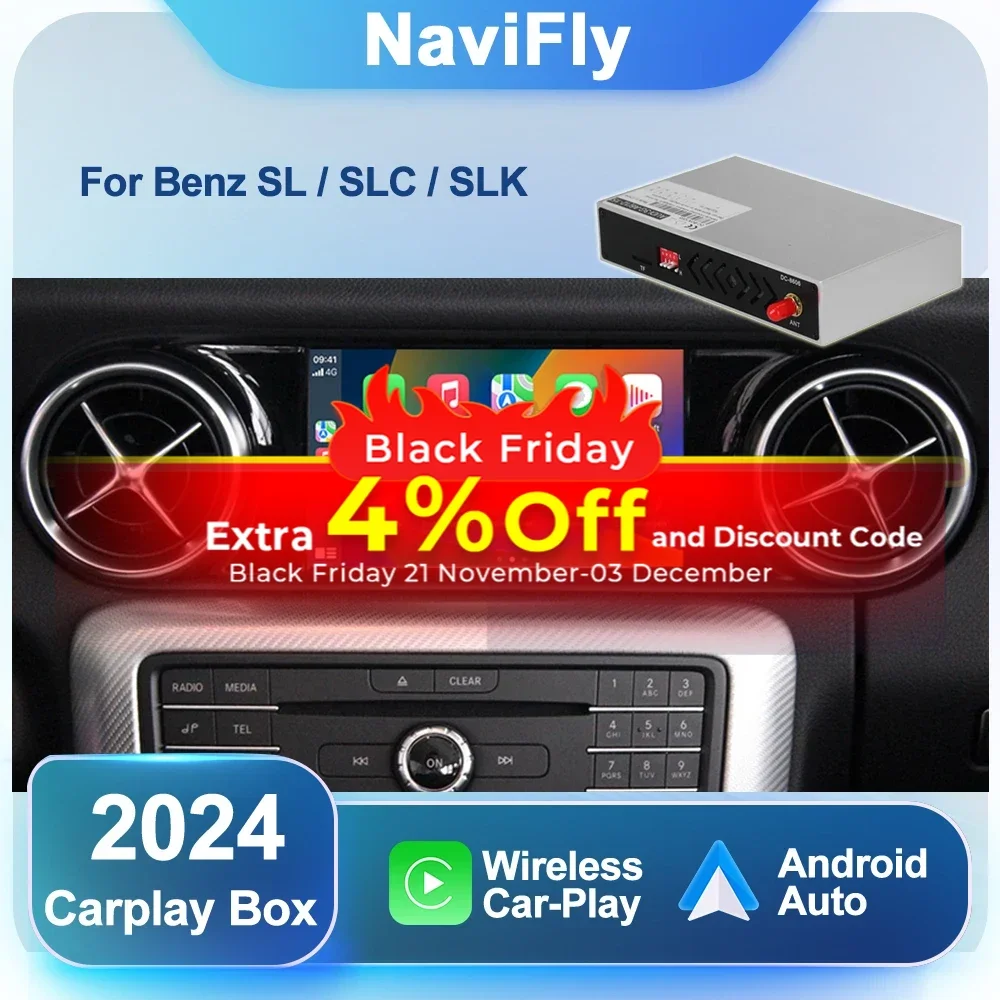 NaviFly EU Stock Wireless CarPlay Android Auto Interface Box For Mercedes Benz SLK SLC SL 2012-2018 NTG4.5 5.0 Airplay Siri