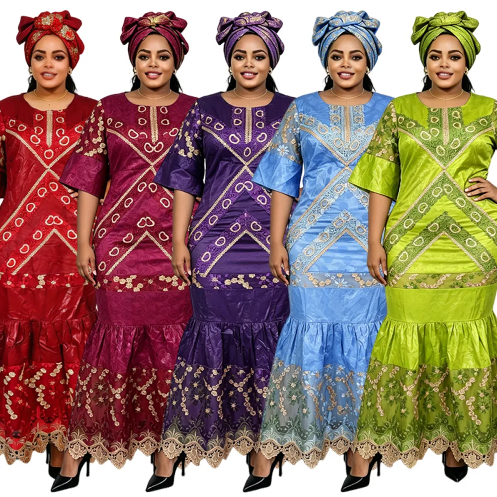 African Dresses for Woman Party 2026 Plus Size Luxury Bazin Embroidery Robe Elegant Outfits Muslim Wedding Evening Gown - view 2