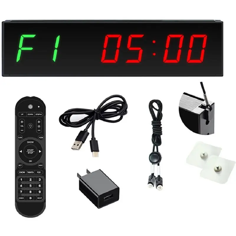 

【SPECIAL】LED Fitness Timer Type-C Plug-In Digital Countdown Clock Aluminum Alloy With Hook For Competition Training US Plug