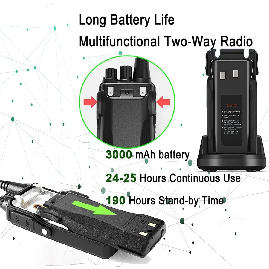 FPCN10A Two-Way Radios Long Range 3000mAh Rechargeable Long Standby Walkie Talkies for Adults Programmed Commercial Handheld UH