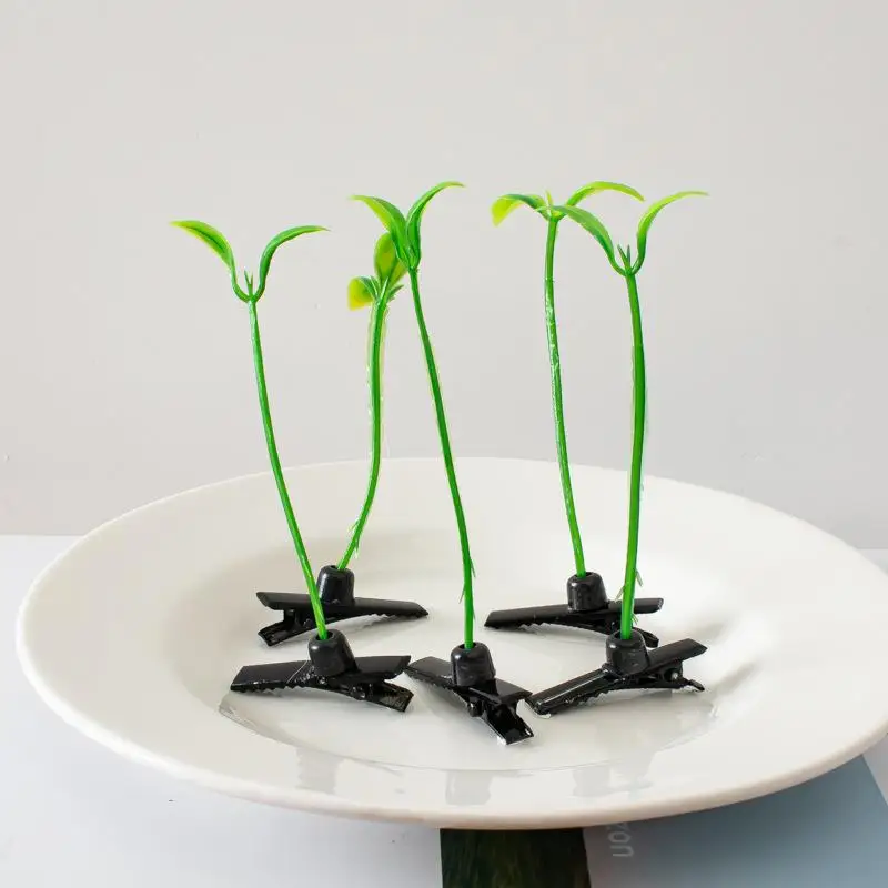 

5/10PCS Korean Green Sprout Grass Hair Clip Simple Duckbill Clip Cute Plant Bean Hairpin For Women Girls Hair Accessories Gifts