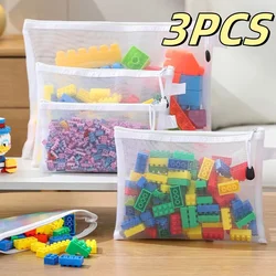 Kinder Puzzel Bouwsteen Speelgoed Opbergtas Transparante Rits Mesh Tas Opberggereedschap Cosmetische Organisatie