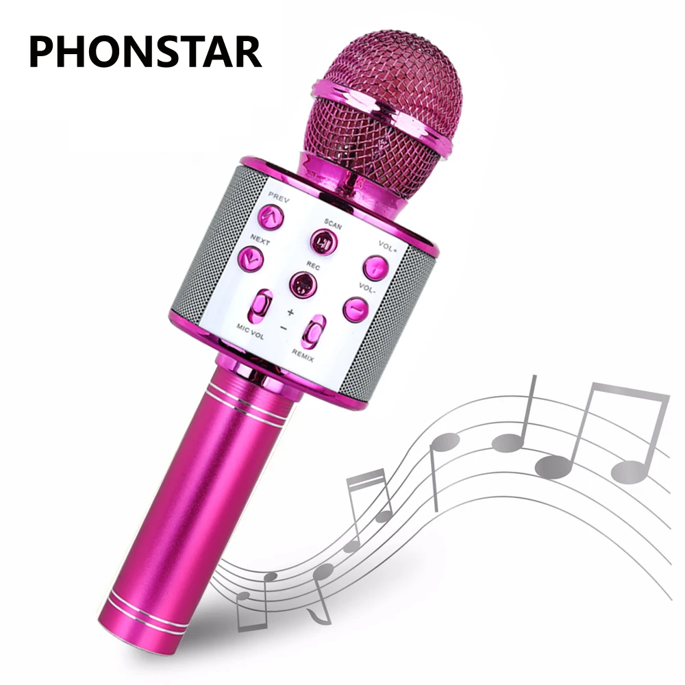 

WS858 Portable Bluetooth-compatible Karaoke Microphone Wireless Professional Speaker Home KTV Handheld Microphone Dropshipping