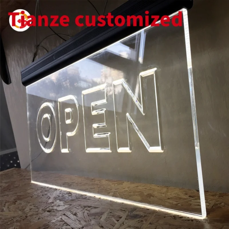 (customized)JAGUARSIGN CustomLit Acrylic Led Signage Hanging Illuminated Open Sign Side Light Shop