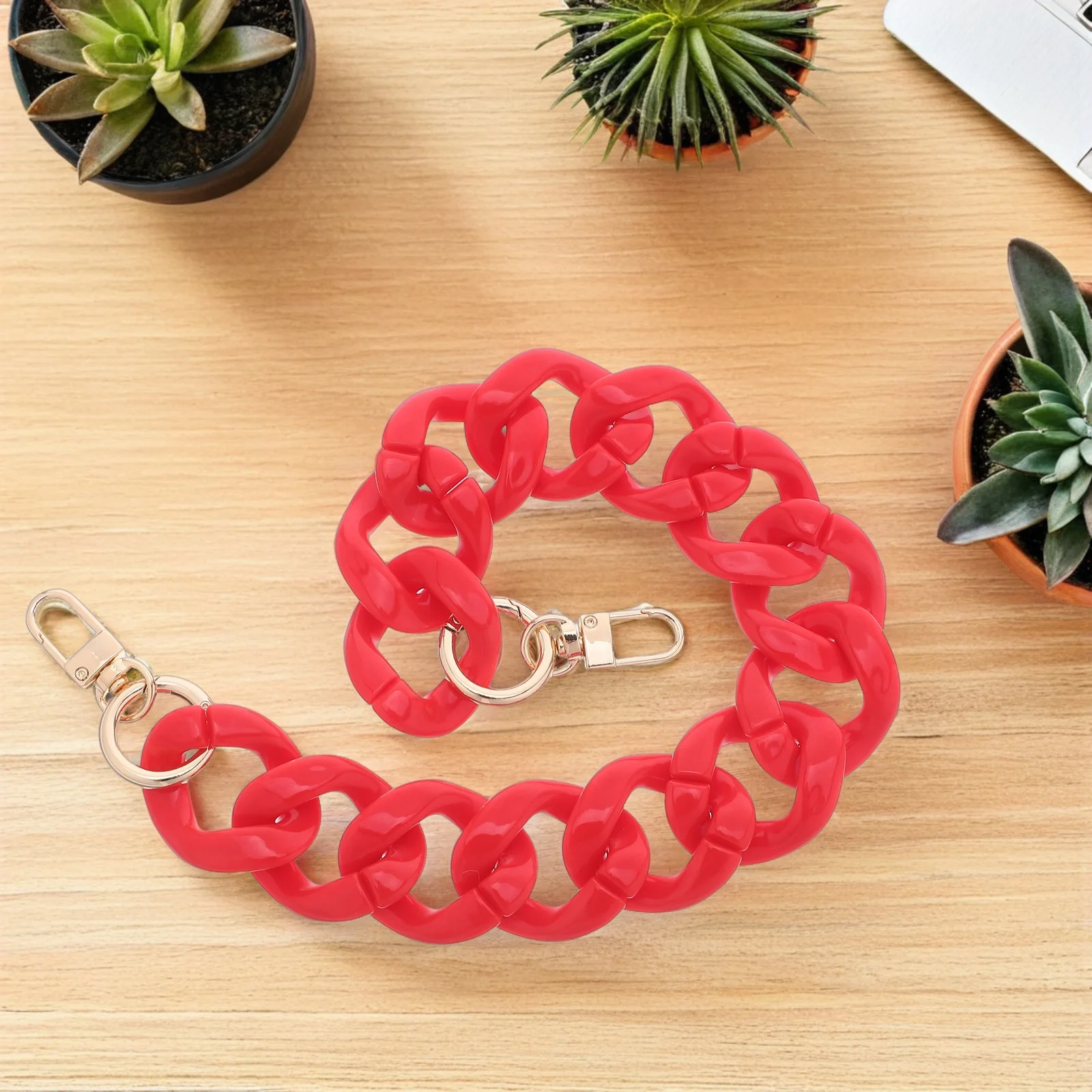 

Glossy Acrylic Purse Chain Strap Replacement Lightweight Durable Shoulder Bag Strap Adjustable Decorative Handbag Chain Extender