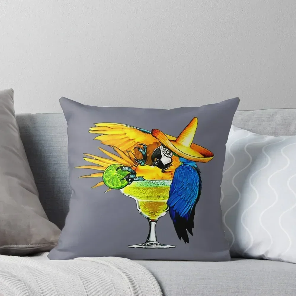 

Parrot Drinking Tequila Throw Pillow pillow cover christmas ornamental pillows Cusions Cover Room decorating items pillow