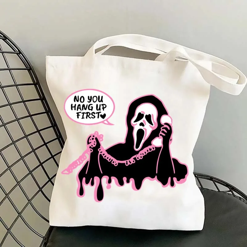 

Halloween Witch Pumpkin Printed Handbag Large Capacity Canvas Bag Shoulder Bag Eco Friendly Reusable Shopping Bag Halloween Gift