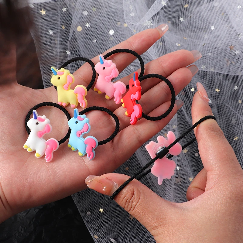 New 10PCS/Set Cute Cartoon Elastic Rubber Band Hair bands Girls Bow Flower Headbands Hair Accessories Kids Sweet Headwear Gift