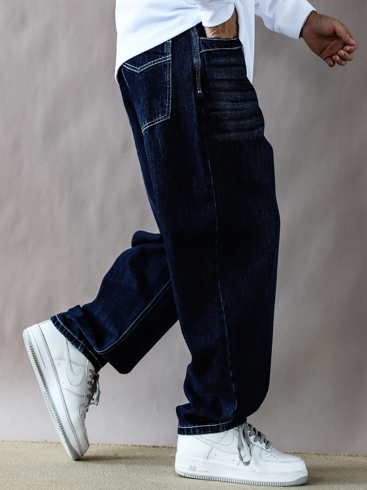 

American Style Retro Heavyweight Men's Jeans Spring Autumn Loose Casual New Long Straight Leg Wide Leg Pants Washed