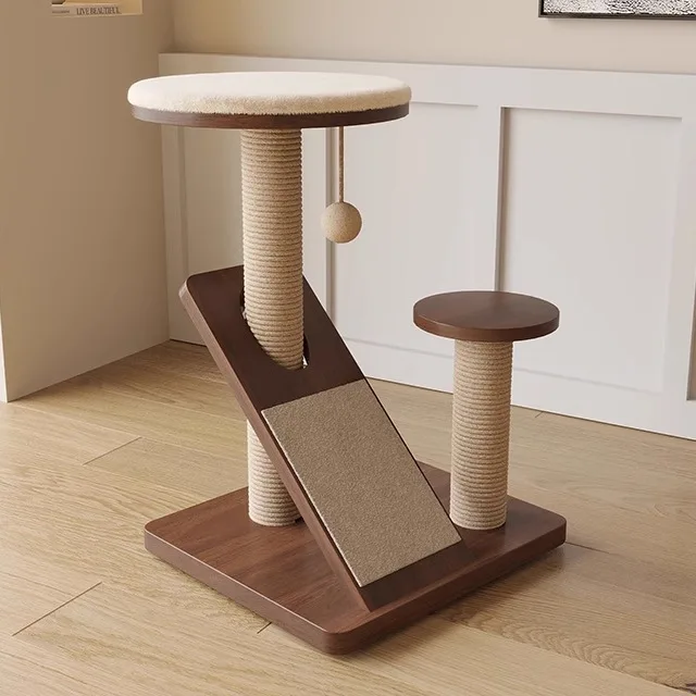 

Cat Tree Cat Scratching Board Do Not Take Up Space The Household Bantam Solid Wood Small Sisal Column Cat Tower