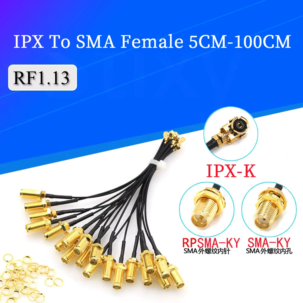 5Pcs RP-SMA Female to U.FL IPX RF Jumper Cable RP SMA to IPX RF 1.13 Extension Pigtail Connector for AP PCI Wi-Fi