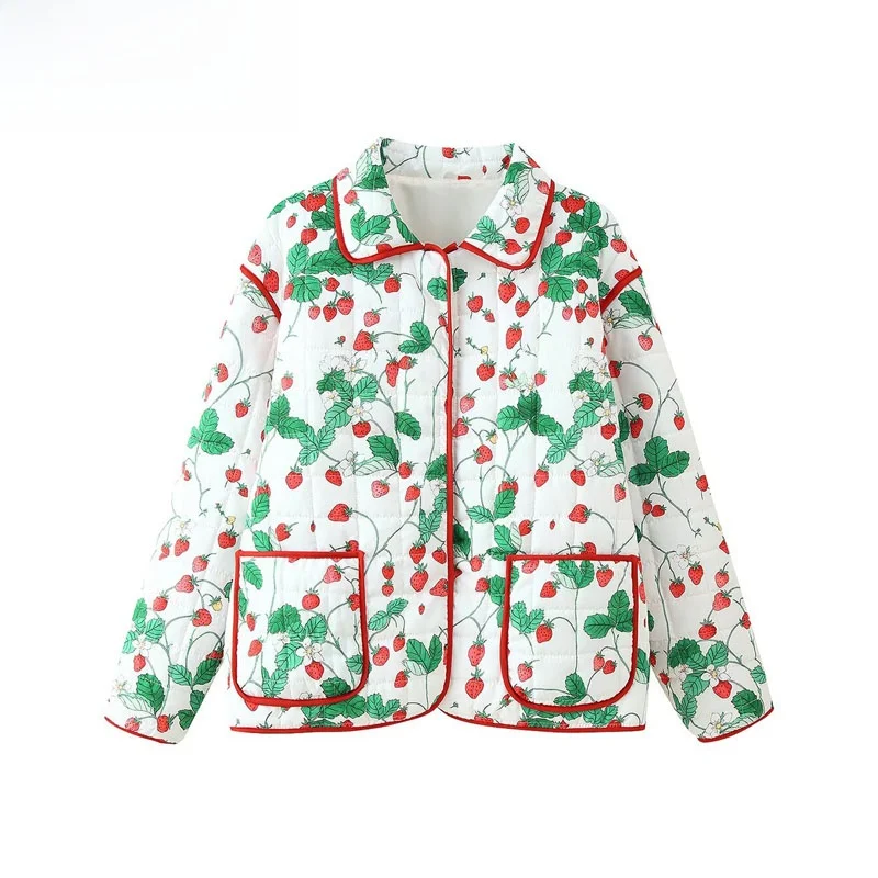 

Faionable Loose Long Sve Cotton Jaet Women's Printed Outerwear Autumn 2025 Sle French Design Warm Button-Up Coat