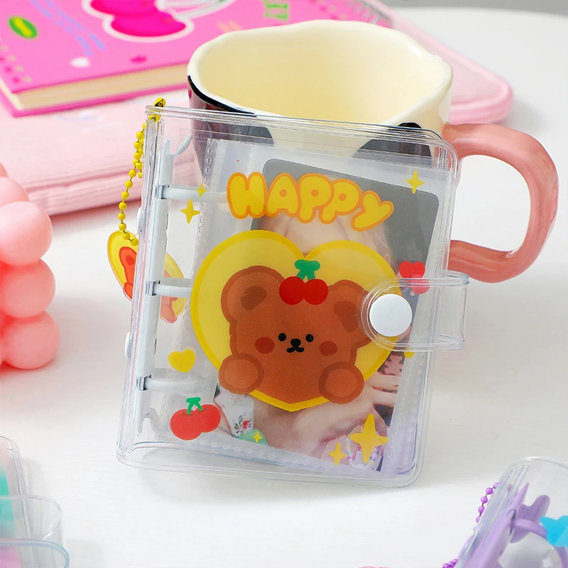 Cartoon Photocard Holder Binder With Pendant Transparent 3 Inch Photo Album INS Mini InsIdols Cards Cover Collection Book