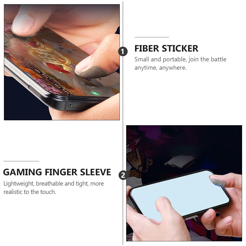 

2 Bags Grey Carbon Fiber Mobile Gaming Finger Stickers Lightweight Breathable Touchscreen Thumb Sleeve Anti-Sweat Disposable