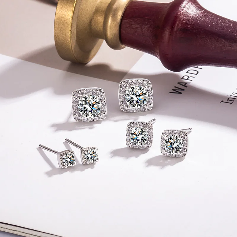 

Серьги с бриллиантами, серьги с мозонитом, геометрические серьги с кубиком и сахаром, свадебные украшения, простые и модные подарки для вечеринок для Val