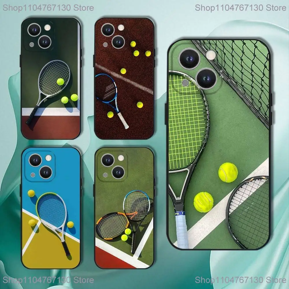 

Sports Tennis Phone Case For iPhone 17,16,15,14,13,12,11,Pro,XS,Max,XR,Plus,E,SE4,Mini Black Soft Cover