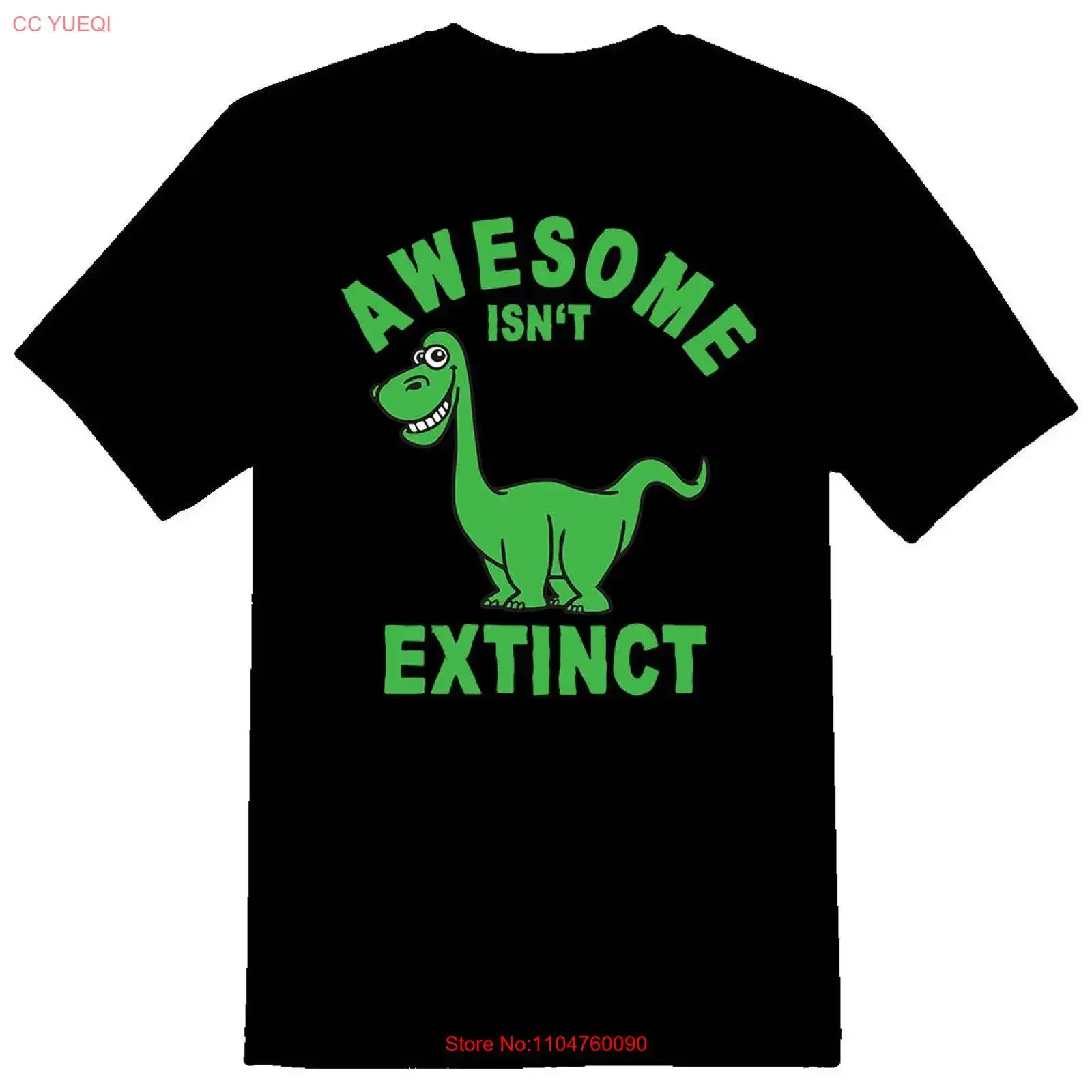 Awersome isn't extinct Black or white dinosaur tee Back to school shirt vintage Washed homme fashion Unisex Casual