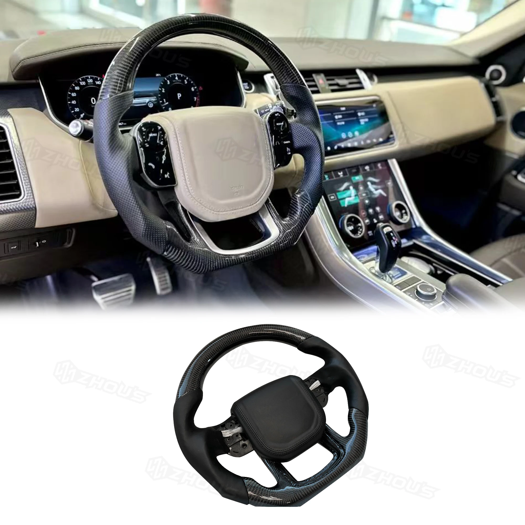 

Аксессуары для салона автомобиля, автомобильный руль из углеродного волокна для Range Rover Sport L461, руль из углеродного волокна