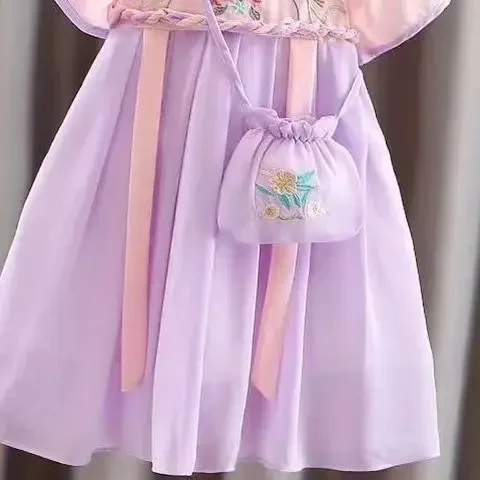 Gaun Anak Perempuan Kuno Fashion Pakaian Anak-anak Gaun Kasual Anak Perempuan Tang Bayi Pakaian Jalanan Putri Musim Panas Anak-anak Peri Hanfu